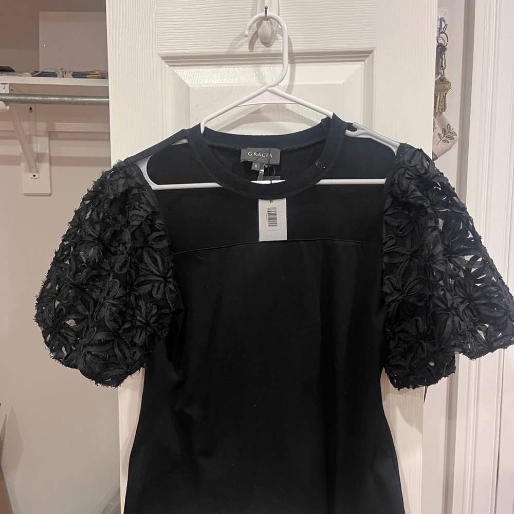 Grace Black Lace Sleeve Top